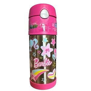 Barbie Thermos Pink and Silver Funtainer with Barbie Design